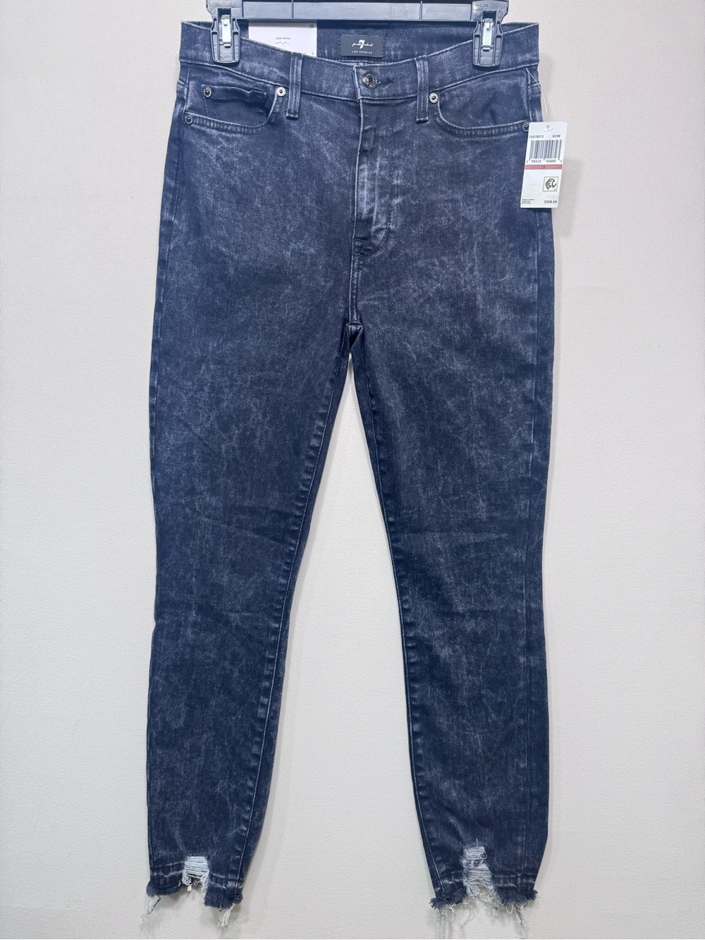 7 For All Mankind high waist ankle Skinny Jeans in Acid Wash Black nwt size 28